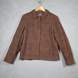 Vintage Ann Freedberg Jacket Sz 12 Brown Tweed Alpaca Dark Academia Countryside